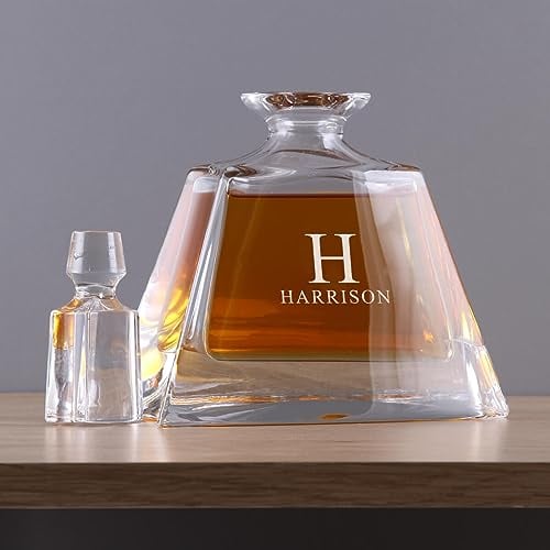 Personalised Decanter Crystal Midi Decanter in Large Initial Design - Glass Gifts for Husband Her Wedding Gift