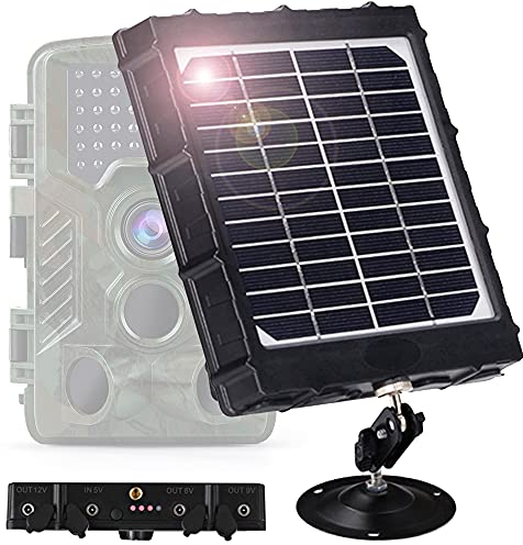 Panel Solar para cámara de rastreo, DC 6V/9V/12V 8000mAh 3W Banco de energía Solar Cargador portátil IP66 a Prueba de Agua para cámaras de Juego de Caza, cámara de Seguridad (no se requieren