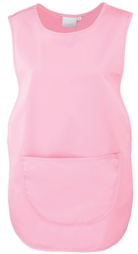 Workwear World Ladies Adjustable Stud Fastening Plain Polycotton Pocket Tabard for Cleaning, Hospitality, Healthcare (XXL, Pink)