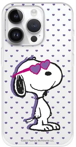 Hülle Kompatibel mit iPhone 15 Pro Offizielle Peanuts Snoopy Herzen zum Schutz Ihres Mobiltelefons, Transparente Flexible Silikonhülle mit offizieller Snoopy Lizenz