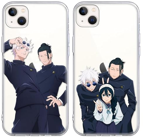 2 Stück Handyhülle für Apple iPhone 13/iPhone 14 Hülle 6.1'', Anime Motiv Gojo Satoru Itadori Yuji Manga Muster Schutzhülle Jungs Case Schutz Design TPU Cover Stoßfest, Transparent10