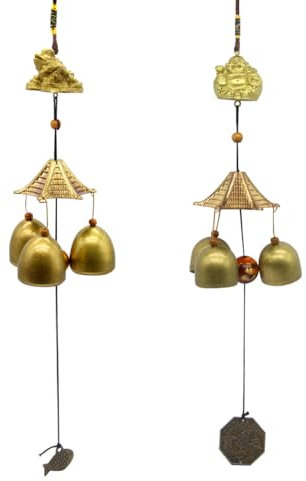 Hooshing 2 Stück Glücks-Windspiele kleine Garten-Windglocken Feng Shui Chimes