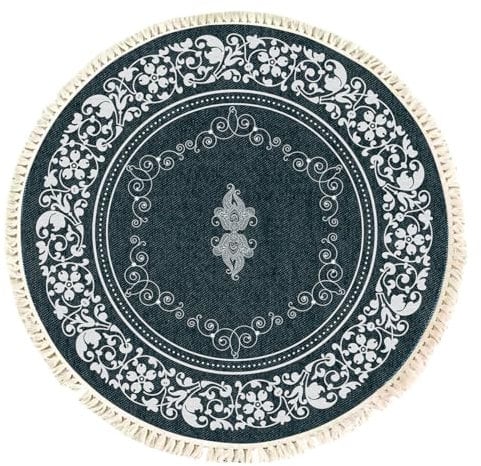 Terafeels Traditioneller kleiner runder Teppich, 60 cm, maschinenwaschbar, Boho-Teppich mit Quaste, rutschfest, für Küche, Schlafzimmer, Wohnzimmer, Eingangsdekoration, 295060