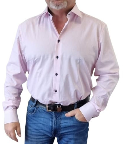 ETERNA Uomo fine Stripe Twill Shirt Modern Fit 1/1 Rose 41_H_1/1