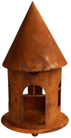 Manufaktur Lichtbogen Rost Vogelhaus rund 46 cm hoch Edelrost Futterhaus rostige Gartendeko