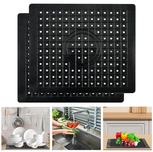 thirei 2 Piezas Inserto para Fregadero, Alfombrilla Fregadero Cocina, 31 x 26 cm, para Cocina y Baño, Negro