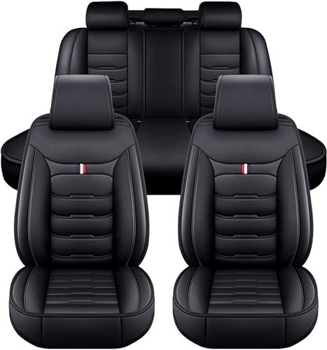 FESTAS Auto Sitzbezüge Sets für Ford Grand C-MAX '10 2010-2019, 5 Sitzer Leder Wasserdicht rutschfest Vorne und Hinten Sitzschoner Set, Auto Innenraum Zubehör,B Black