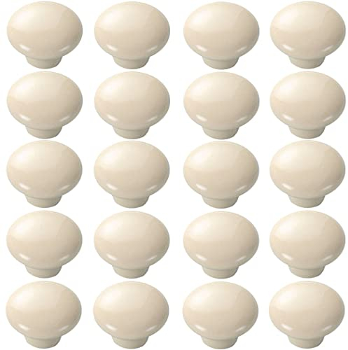 ZESLIV 20 Stk Möbelknöpfe Möbelgriffe aus Keramik Schubladenknopf Schranktürknöpfe Möbelknopf Kinderzimmer Möbelknauf, Beige
