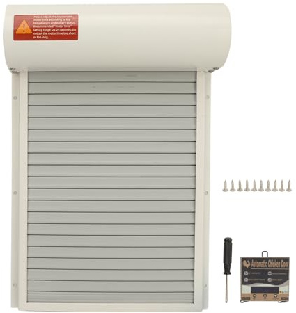 Automatisches Hühnerhaustür-Rollo für Hühner, Enten, Gänse. Anwendungsbereich: Metall-Hühnertür. Timer für Enten, Gänse, Käfige (White)