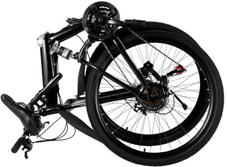 ERnonde 26 Zoll Mountainbike, Klapprad Fahrrad für Erwachsener Damen und Herren mit 21 Gang Getriebe und Doppelscheibenbremsen MTB für Studenten, Büroangestellte, Städtische Umgebungen