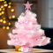Mini Weihnachtsbaum Rosa, KAMEUN 55CM künstlicher Weihnachtsbaum Klein mit Lichtern und Weihnachtskugeln, Weihnachtsdeko für Tisch, Büro, Schlafzimmer