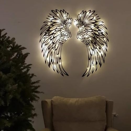 Engelsflügel Für Wand Mit/Ohne LED Licht Engelsflügel Aus Metall Engelsflügel Wandskulptur Deko Flügel Metall Wandkunst Metall Engelsflügel Wanddekoration Für Wohnzimmer Schlafzimmer Arbeitszimmer