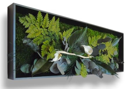 tableau végétal stabilisé EXOTIQUE sans entretien - tableau de plantes et décoration murale d'intérieur, plantes et fleurs éternels made in France