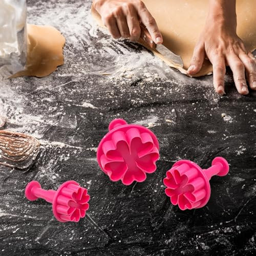 Set 3 Formine per Biscotti a Forma di Fiori e Foglie, Stampi 3D in Plastica per Dolci, Pasta di Zucchero, Decorazioni per Torte, Ideali per Bambini e Feste, 3 Misure (MOD 4)