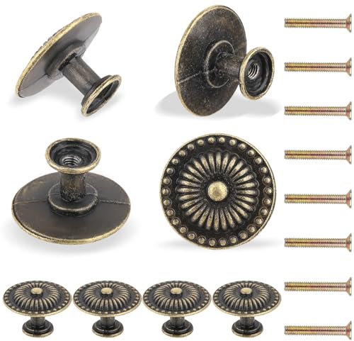 Giantree 8 pomos de armario vintage, tiradores para muebles con tornillos, pomos para cajones, modernos, vintage, con tornillos, redondos, para cajones, cocina, baño, armario (29 x 20 mm)