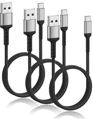 ADILIFT USB A auf USB C Kabel Kurz 50cm 3 Stück 3A Geflochten Ladekabel | USB C Schnellladekabel für Samsung Galaxy S10 S9 S8 S21 S20FE S20 S25 Plus, A71 A52 A51, iPhone 17 16 pro max