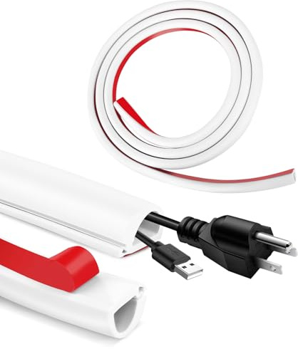 Mini Kabelkanal Selbstklebend 2M,Halbrunde Kabelabdeckung Kabelschacht, Weiche PC-Kabelabdeckung,Kabelkanal zum Verstecken von 1 Kabel, Flexible Kabelabdeckung für Drähte an der Wand Boden