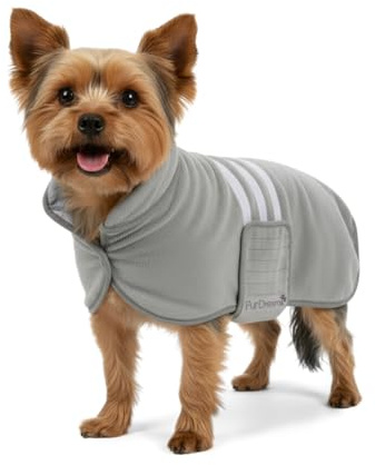 FurDreams Dog Drying Coat – Super Absorbent Microfiber Robe for Quick Results – Soft, Cozy Jacket with Secure Fit – Lightweight, Durable Towel for Home, Grooming & Travel – Size XXS