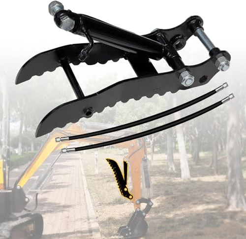 DANWIWEE Pollice Idraulico per Escavatore, Attacco per Mini Escavatore, Morsetto idraulico a foro singolo con 2 tubi e viti M14, Escavatore a Rovescia Pollice
