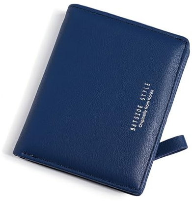Portefeuille Femme en Cuir Petit Fermeture Éclair Porte Monnaie Slim Court | Portefeuilles avec 7 Emplacements de Carte, Cuir PU, Élégant et Tendance, Facile à Transporter, Bleu Marin