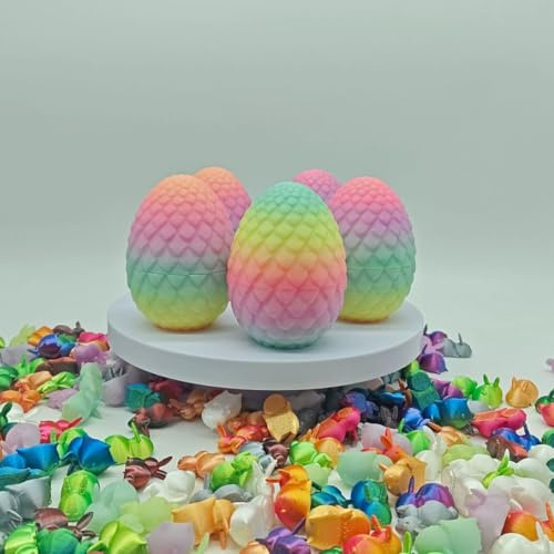 KARLOR 3D Gedruckte Ostereier + 15 Hasen, fluoreszierend 3D-gedruckte Eier Regenbogen 3D gedruckte Hasen Mini Osterdekoration Kunsthandwerk Mini Ornamente Ostern Dekoration Geschenk