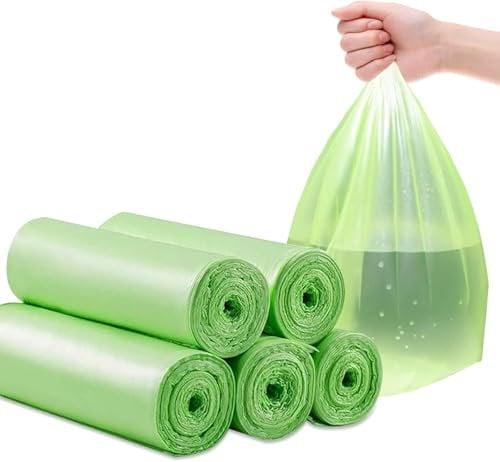 UOCAI 100 sacchi per la spazzatura biologici, per carichi pesanti, resistenti agli strappi, 50 x 60 cm, 5 rotoli, colore antracite, sacchetti per rifiuti alimentari, 100% compostabili, biodegradabili