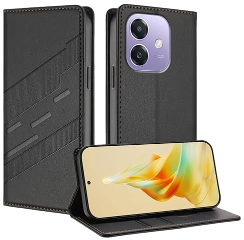 TAUYN Cover Custodia Folio in Pelle per Oppo A40 4G/A40m/Oppo A60 5G | Premium PU/TPU Pelle Flip Antiurto Wallet Case, con Supporto & Porta Carta. Nero