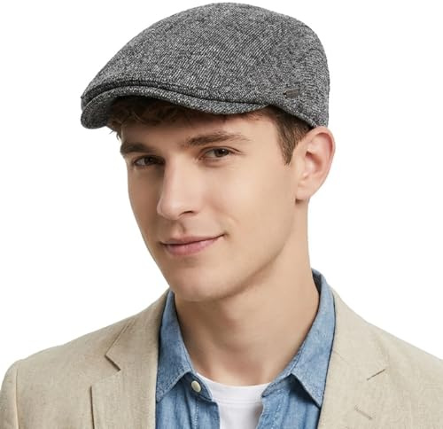 HIQIU Schiebermütze Herren Winter Baskenmütze Warme Newsboy Flatcap | Driving Cabbie Schieberkappe