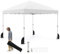 COSTWAY Tonnelle de Jardin Pliable 3x3M, Tente de Extérieur Portable avec Sac à roulettes 8 Piquets 4 Ancrages 4 Cordes Coupe-Vent 4 Sacs de Sable, pour Marché Patio (Blanc)