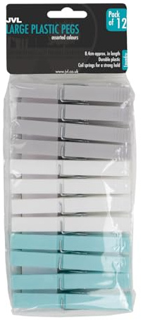 JVL Large Strong Hold Plastic Pegs, Pack of 12, Aqua