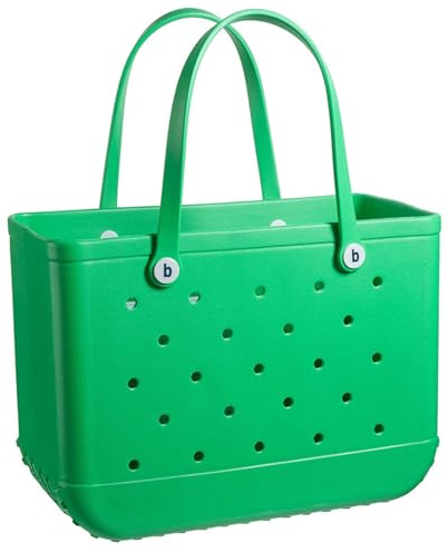 FUIERI Gummi-Einkaufstasche, Strandtasche, Eva-Einkaufstasche Aus Gummi, waschbare Gummi-Einkaufstasche mit Löchern, Outdoor-Reisetaschen, Stilvolle Damenhandtasche, 38 * 13 * 32cm(Green)
