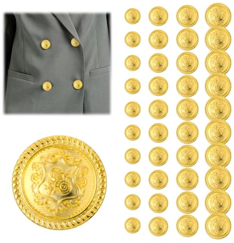 40 Stück Vintage Antike Goldene Runder Nähender Knop Blazer Knöpfe Gold Goldene Knöpfe Zum Annähen Für Blazer Uniform Anzüge Sportmantel (15mm 18mm 20mm 25mm)