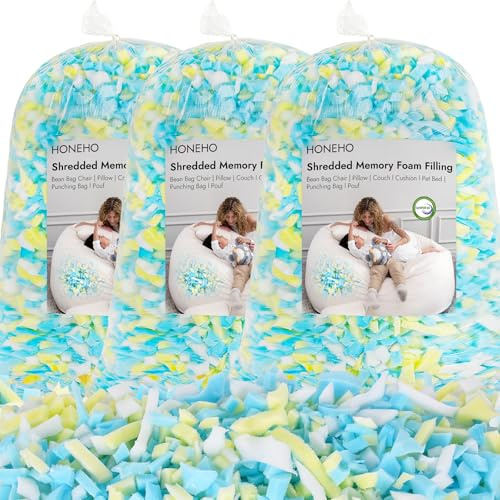 HONEHO 6.6kg Memory Foam-Füllung für Sitzsäcke | Hinzufügen von Gelpartikeln, gemütlich und weich, ideal zum Füllen von Sitzsäcken für Kinder, Kissen, Hundebetten, Sofakissen