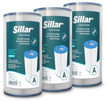 Sillar Pool Filterkartusche Typ A/C – 3 Stück, kompatibel mit Intex 29000E / 59900E, Ersatzfilter für Intex Filterpumpen 28635, 28636, 28637, Poolfilterpatrone für Easy Set und Aufstellpools