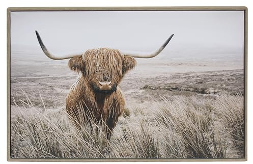 Lesser & Pavey Highland Cow Home Decor Stylish Canvas Wall Art | Farm Animal Illustration, Hanging Ready Design, Decorative Interior Piece, Durable Material, Thoughtful Gift