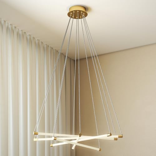 HOMCOM LED Pendelleuchte Hängelampe mit Verstellbaren Armen 50 W Gold | Moderner Kronleuchter Pendellampe, für Wohnzimmer, Esszimmer, Küche