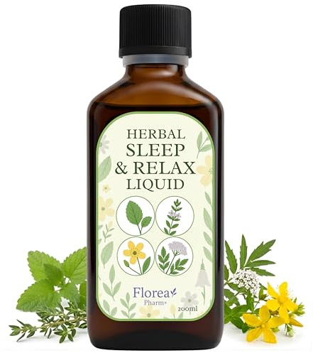 Florea Pharm Herbal Sleep & Relax Suplemento Líquido para Dormir Bien 200ml | Hipérico (Hierba de San Juan), Valeriana y Melisa | Relajante Natural sin Melatonina | Ayuda a Conciliar el Sueño