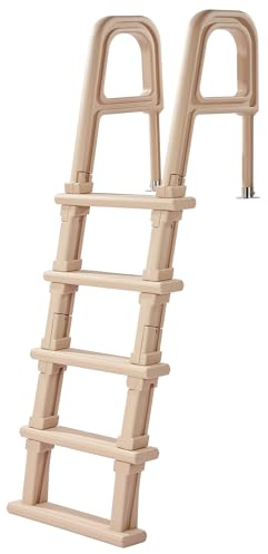 VEVOR Swimming Pool Ladder, Inclined 5-Step Double Handrails Stair, Non-Slip Wide Step, 300 lbs Load Capacity, for 48-54 in Inground & Above-Ground Pools, Any Deck Surface, Indoor & Outdoor, Taupe