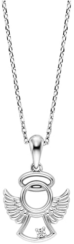 Julie Julsen JJKNE34699-S Mädchen Collier Schutzengel Sterling-Silber 925 Gold weiß Zirkonia 40 cm