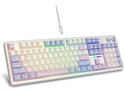 E-YOOSO Creamy Mechanische Gaming-Tastatur, kabelgebunden, volle Größe | Dichtungsstruktur mit schalldämpfendem Schaumstoff, LED-Hintergrundbeleuchtung, Hot-Swap-fähig, vorgeschmierte lineare