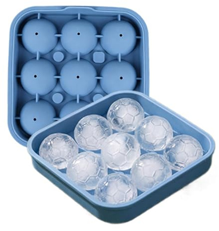 Fußball Eiswürfelform Mit Deckel, 9-Gitter Silikon Fußball Eiswürfelform Kugelförmige Formen Für Partys, Zusammenkunft, Feier, Zuhause, Kühlschrank, Wasser, Getränke