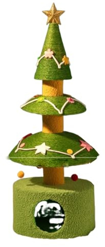 mophrati Árbol de Navidad para Gatos con Gran Capacidad de Carga, Ideal para la decoración Festiva de cafeterías. Árbol de Navidad Apto para Gatos. Fácil, Verde - 3er Piso