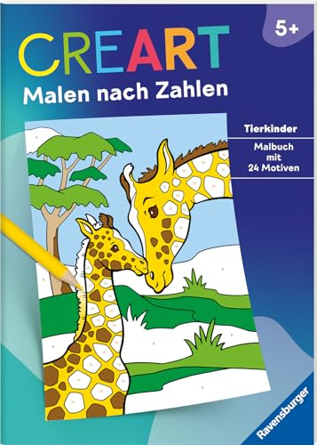 Ravensburger CreArt Malen nach Zahlen ab 5: Tierkinder, Malbuch, 24 Motive