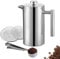 Kitchen Stars 1Ltr Stainless Steel French Press Tea Coffee Maker Cafetiere 1000ml - 8 Cups of Coffee Tea - Plunger + 2 Free Mesh Filters + Free Steel Measuring Spoon + Integrated Bag Clip