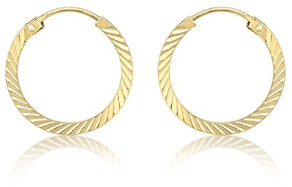 Carissima Gold Women's 9 ct Yellow Gold Diamond Cut Stripe Endless Hoop Earrings