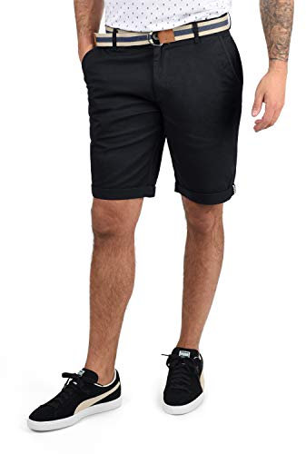 !Solid SDMonty Herren Chino Shorts Bermuda Kurze Hose mit Gürtel Stretch Eingrifftaschen Baumwollmischung Regular fit, Größe:L, Farbe:Black (9000)