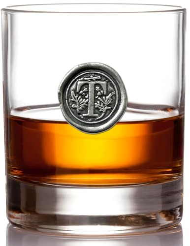 English Pewter Company – Vaso Old Fashioned de cristal con monograma de inicial, 325 ml, personalizable
