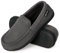 EverFoams Herren Komfortable Memory Foam Atmungsaktiv Baumwolle Gestrickt Mokassin Hausschuhe mit Gummisohle-42 EU-Dunkelgrau-neu
