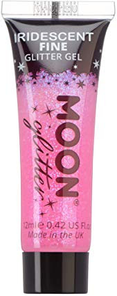 Iridescent Fine Body & Glitter Gel by Moon Glitter - Pink - Cosmetic Festival Glitter Face Paint for Body, Hair, Nails - 12ml