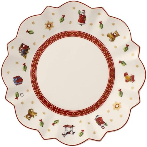 Villeroy & Boch Toy's Delight Brotteller 6er Set, 17 cm, Beilagenteller mit weihnachtlichem Dekor, Premium Porzellan, Weiß
